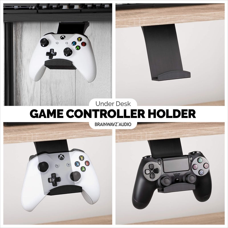 BRAINWAVZ Gamepad Under The Desk Mount Holder Hanger for XBOX One, Switch, PS4, PC, Steam, Steelseries & Most Game Controllers, No screws, VHB Tape (Black, Improved Adheasion Nov2019) - Image 2